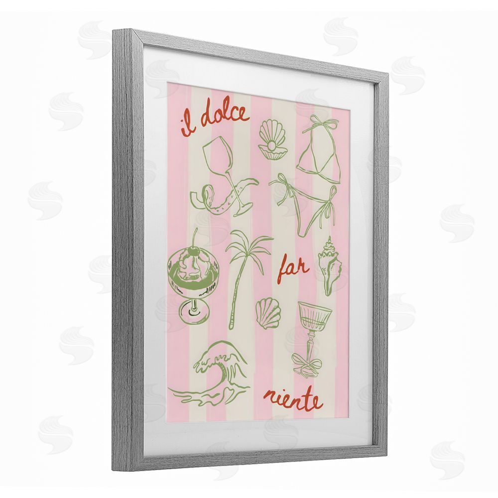 The Prints Vibe Il Dolce Far Niente Beach Saying Gray Framed Print Under Glass Wall Art