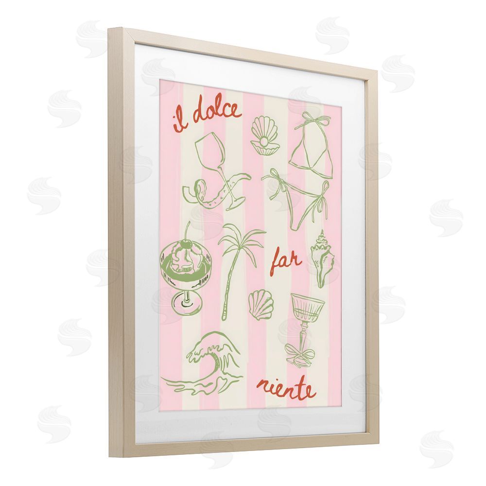 The Prints Vibe Il Dolce Far Niente Beach Saying Brown Framed Print Under Glass Wall Art