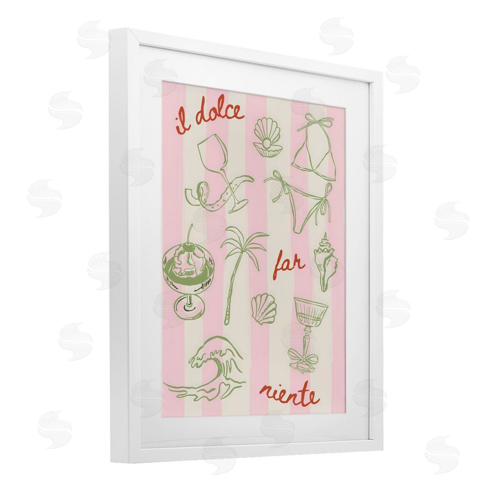 The Prints Vibe Il Dolce Far Niente Beach Saying White Framed Print Under Glass Wall Art