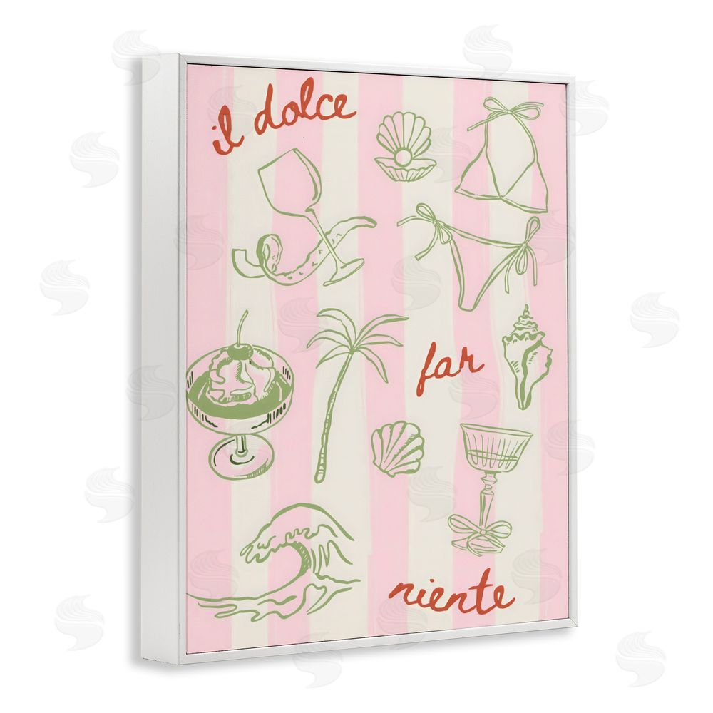 The Prints Vibe Il Dolce Far Niente Beach Saying White Framed Giclee Wall Art
