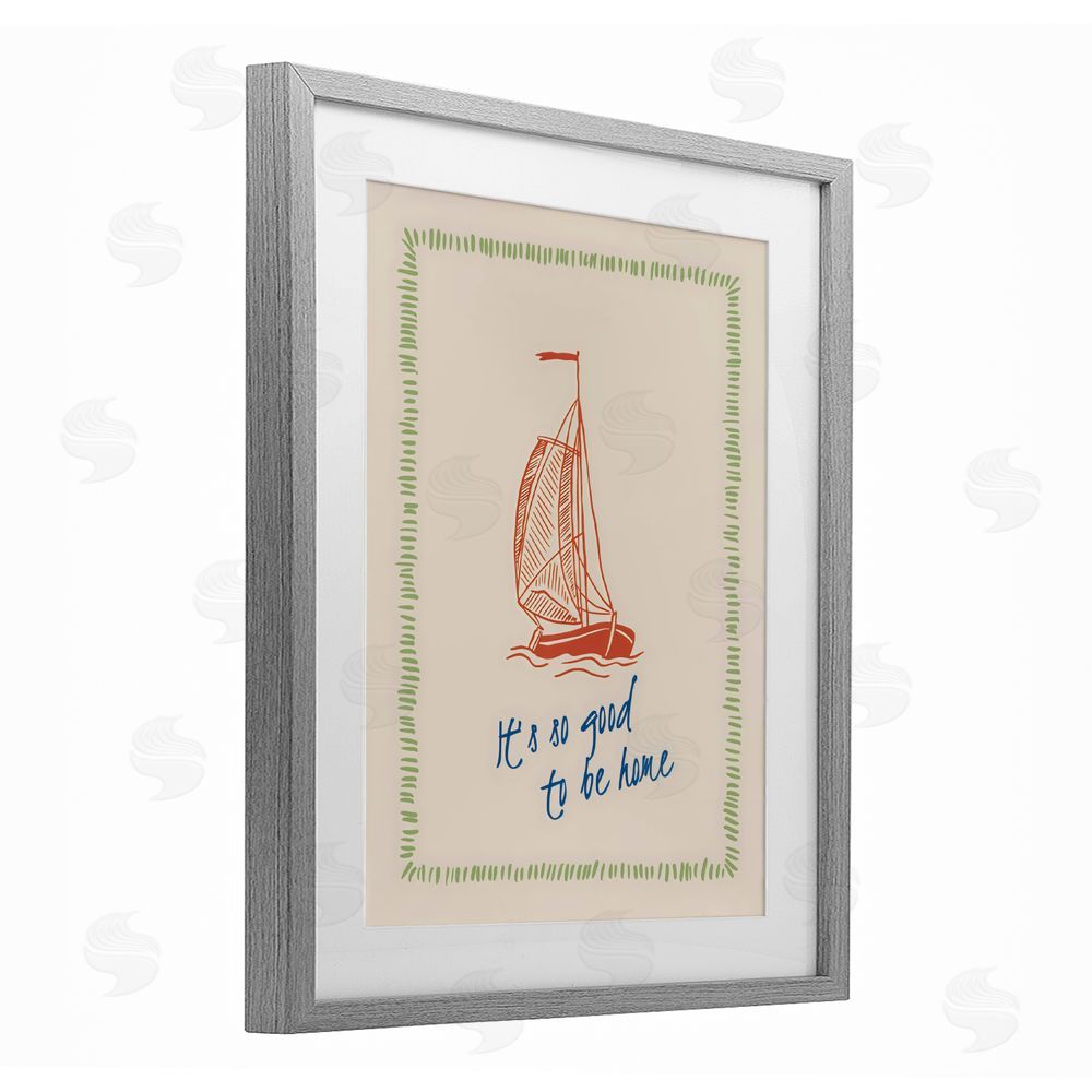 The Prints Vibe Good To Be Home Sailboat Gray Framed Print Under Glass Wall Art
