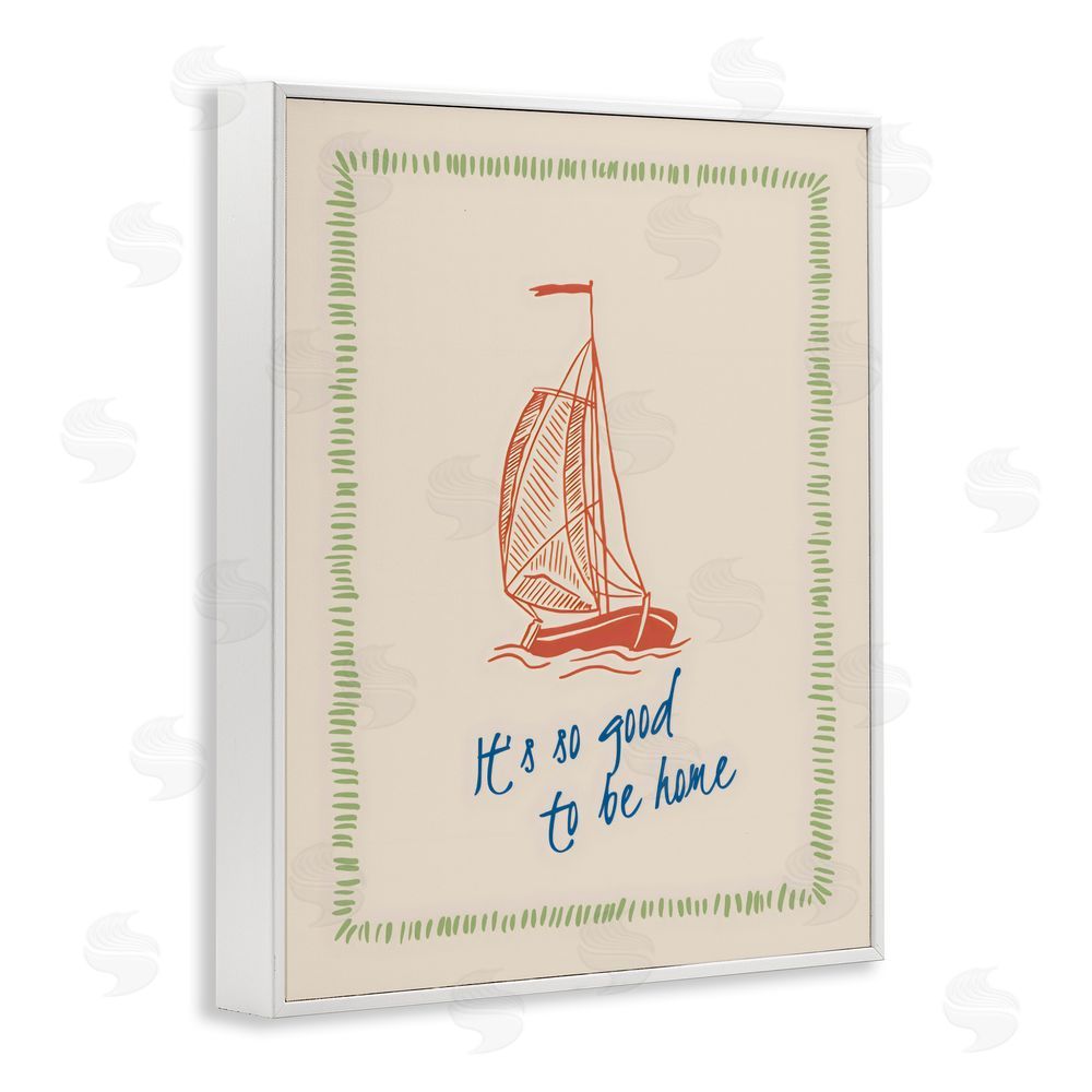 The Prints Vibe Good To Be Home Sailboat White Framed Giclee Wall Art