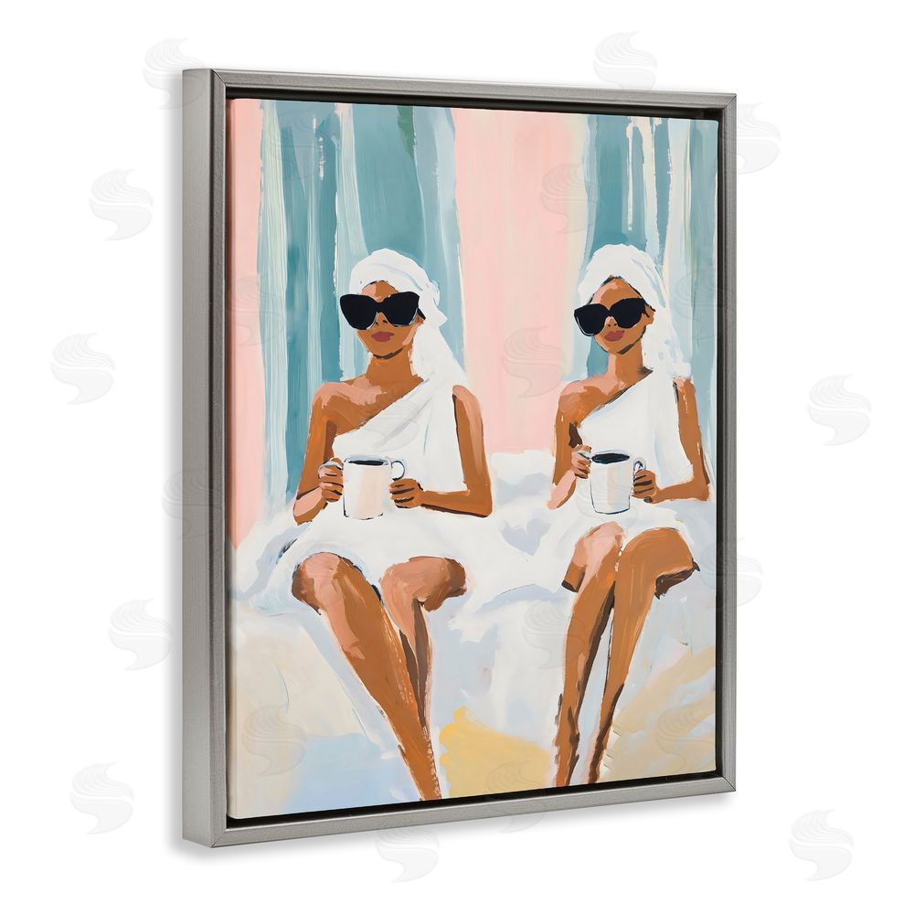 The Prints Vibe Girls Spa Day with Coffee Gray Floating Framed Canvas Wall Art