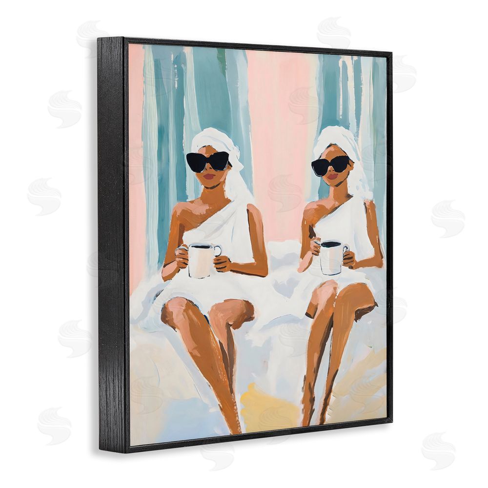The Prints Vibe Girls Spa Day with Coffee Black Framed Giclee Wall Art