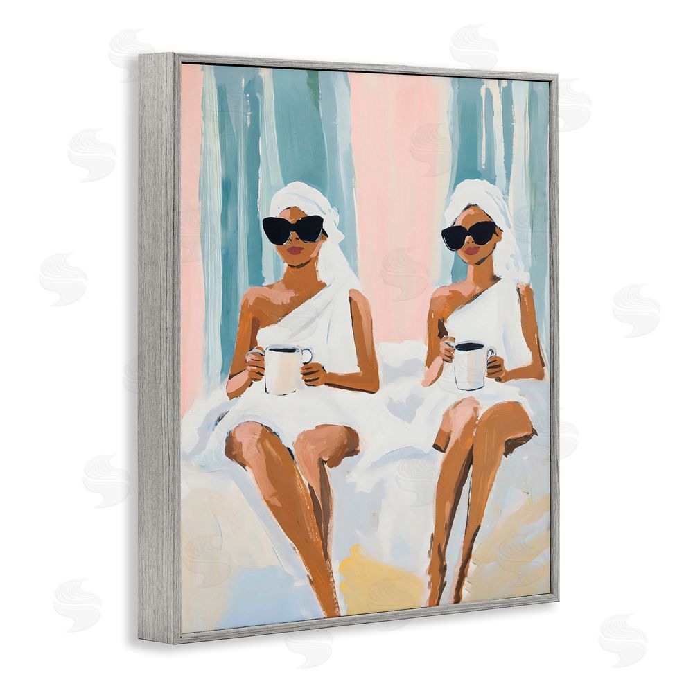 The Prints Vibe Girls Spa Day with Coffee Gray Framed Giclee Wall Art