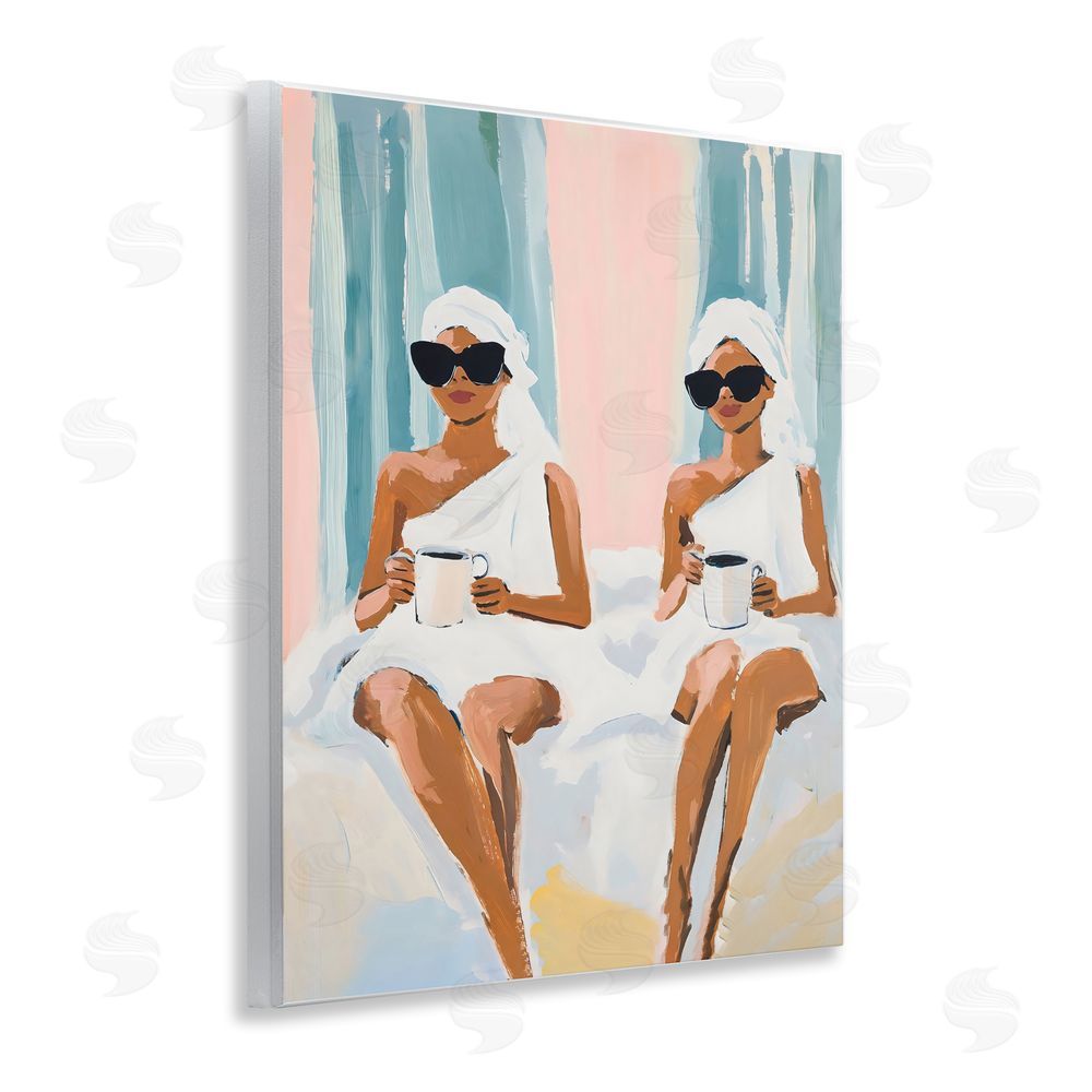 The Prints Vibe Girls Spa Day with Coffee Wall Plaque Home Decor Art Print