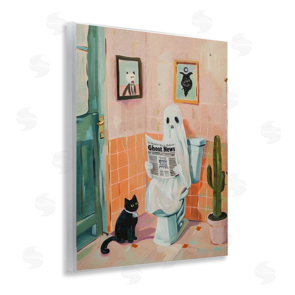The Prints Vibe Ghost Reading Newspaper Wall Plaque Home Decor Art Print