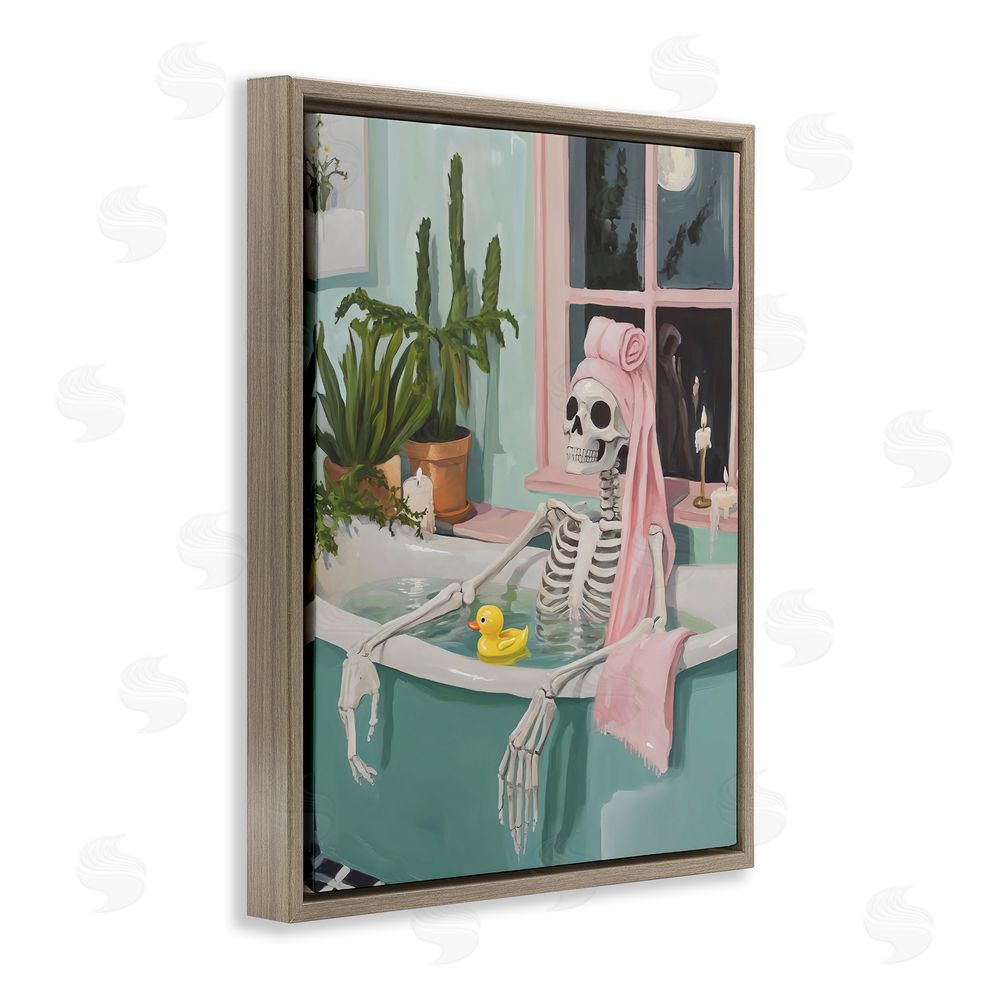 The Prints Vibe Midnight Soak Skeleton Brown Floating Framed Canvas Wall Art