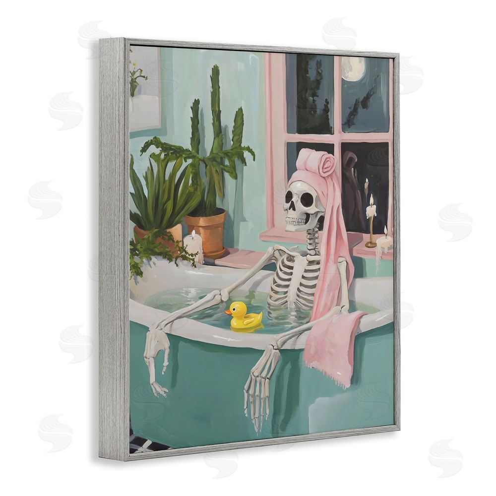 The Prints Vibe Midnight Soak Skeleton Gray Framed Giclee Wall Art
