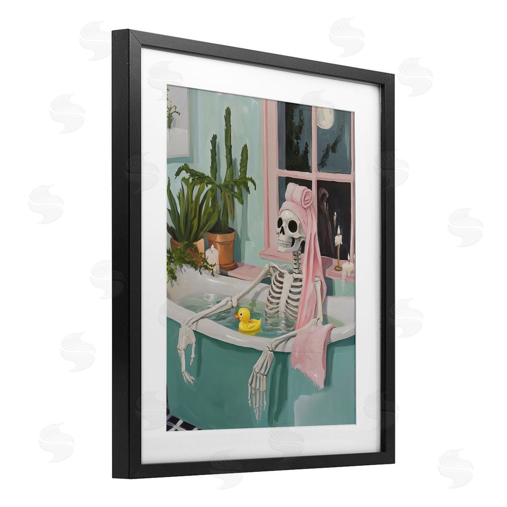 The Prints Vibe Midnight Soak Skeleton Black Framed Print Under Glass Wall Art