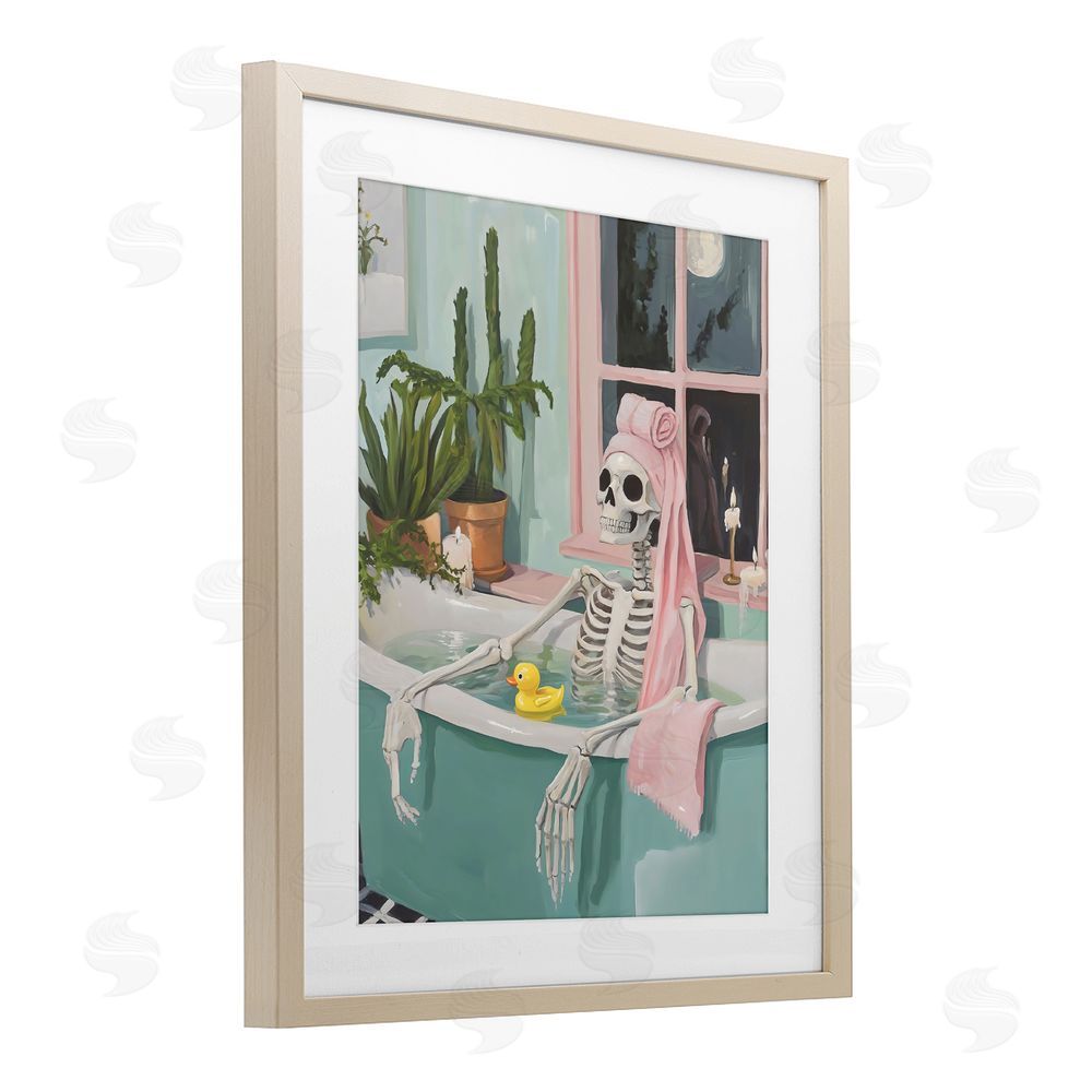 The Prints Vibe Midnight Soak Skeleton Brown Framed Print Under Glass Wall Art