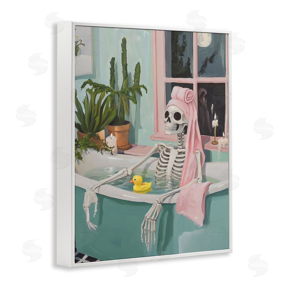 The Prints Vibe Midnight Soak Skeleton White Framed Giclee Wall Art