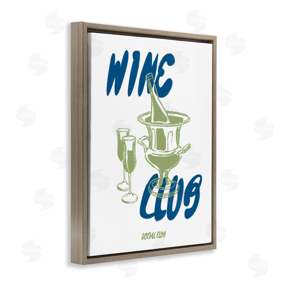 The Prints Vibe Wine Club Social Evening Toast Brown Floating Framed Canvas Wall Art Print