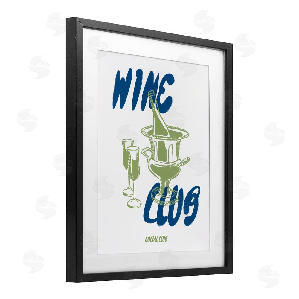 The Prints Vibe Wine Club Social Evening Toast Black Framed Print Under Glass with White Mat Wall Art