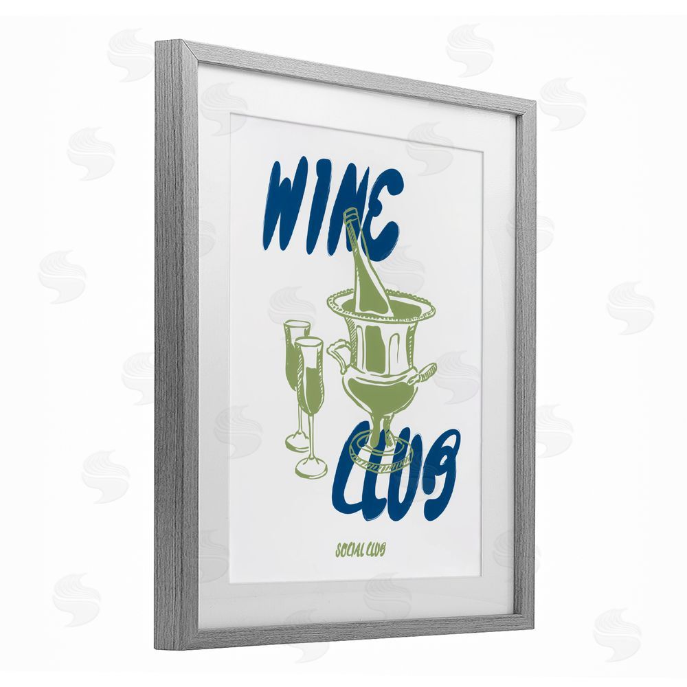 The Prints Vibe Wine Club Social Evening Toast Gray Framed Print Under Glass with White Mat Wall Art