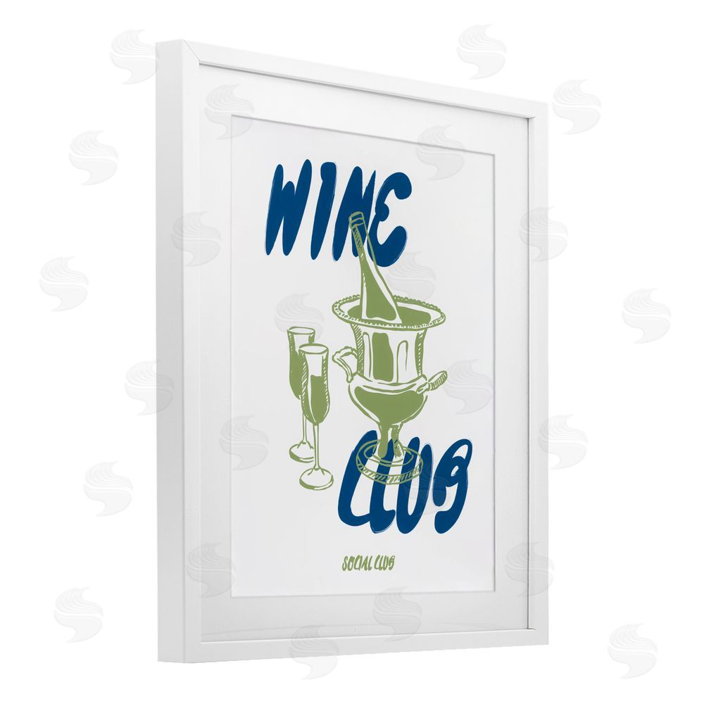 The Prints Vibe Wine Club Social Evening Toast White Framed Print Under Glass with White Mat Wall Art