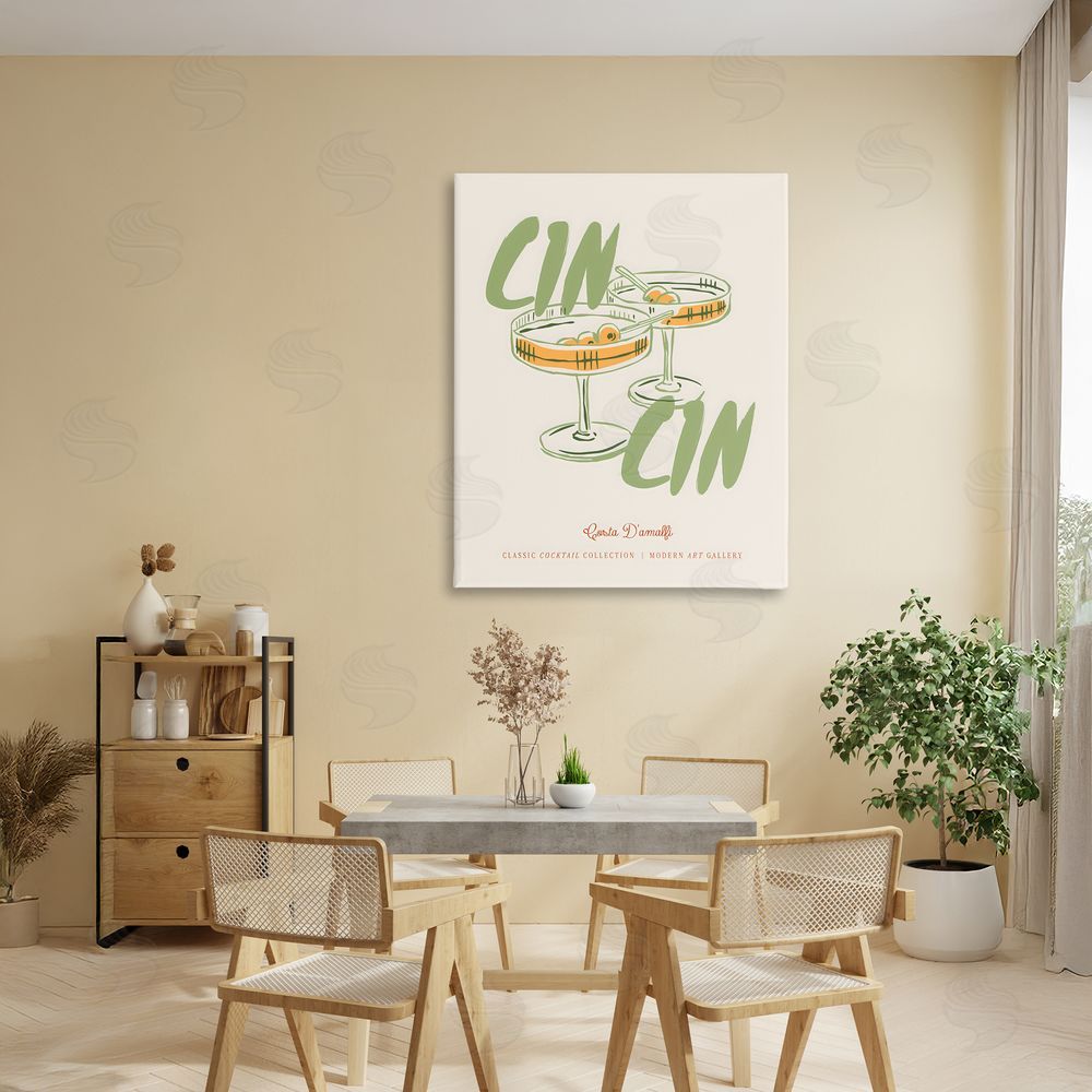 The Prints Vibe Cin Cin Amalfi Cocktail Stretched Canvas Wall Art in Room