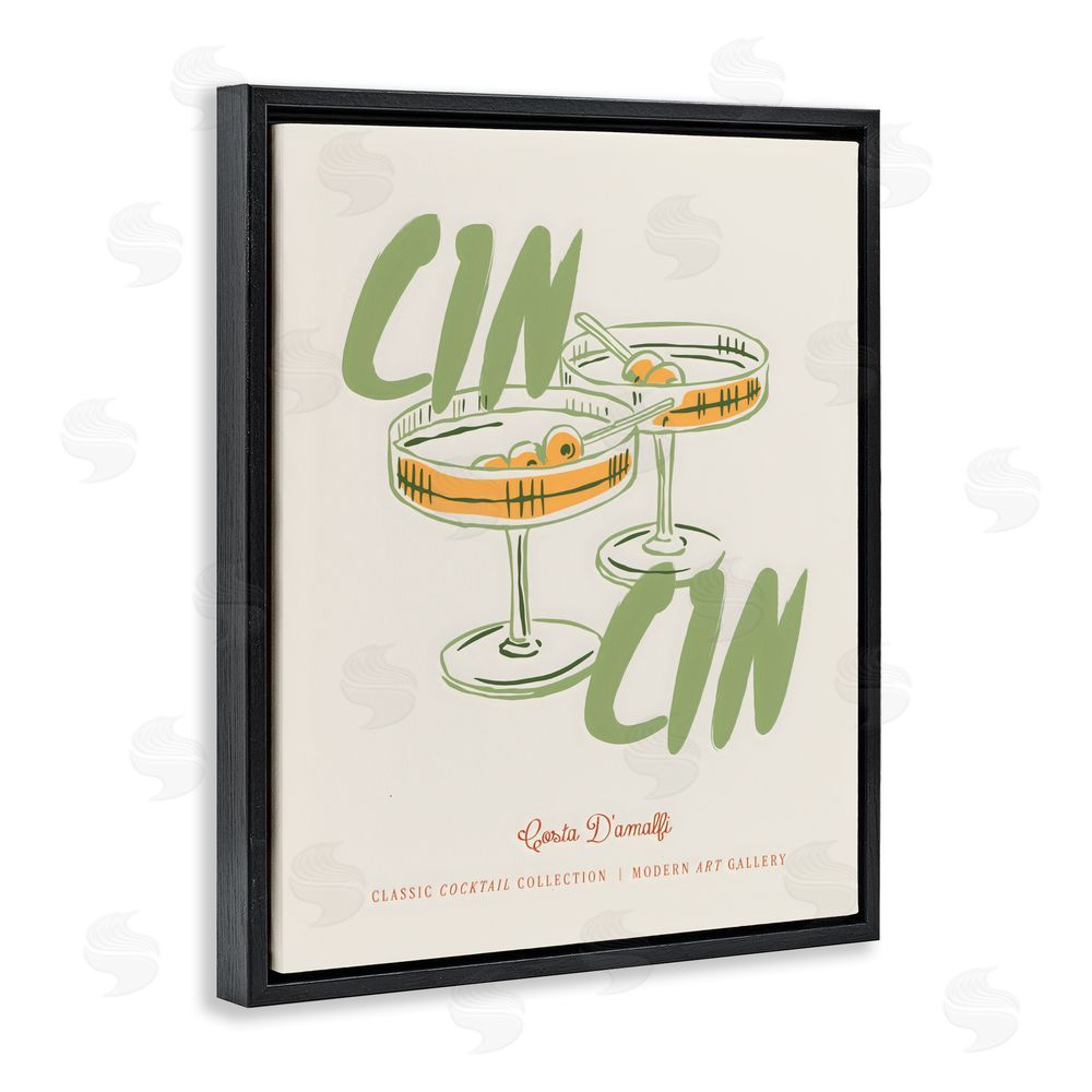 The Prints Vibe Cin Cin Amalfi Cocktail Black Floating Frame Canvas Wall Art Print