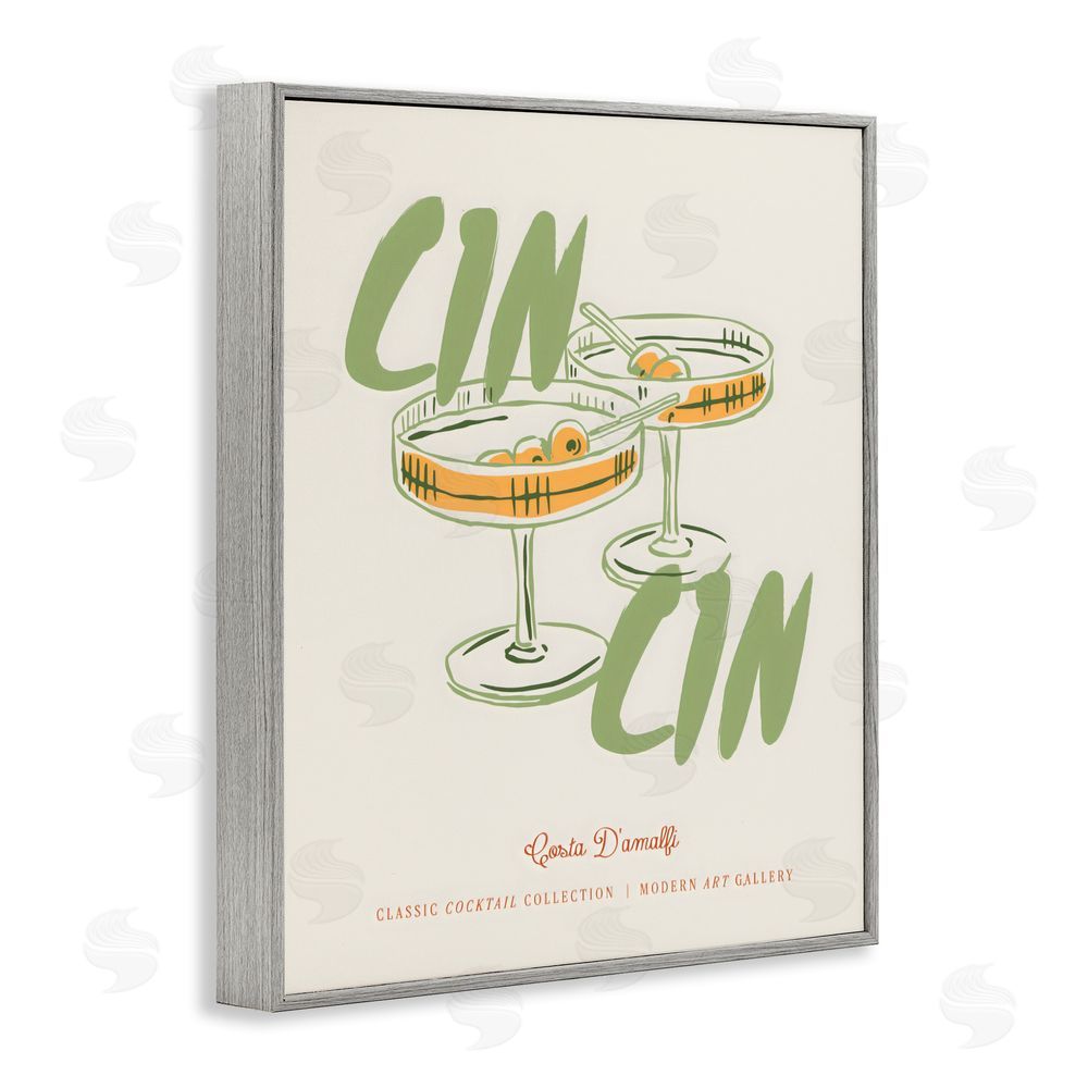 The Prints Vibe Cin Cin Amalfi Cocktail Gray Framed Giclee Wall Art Print