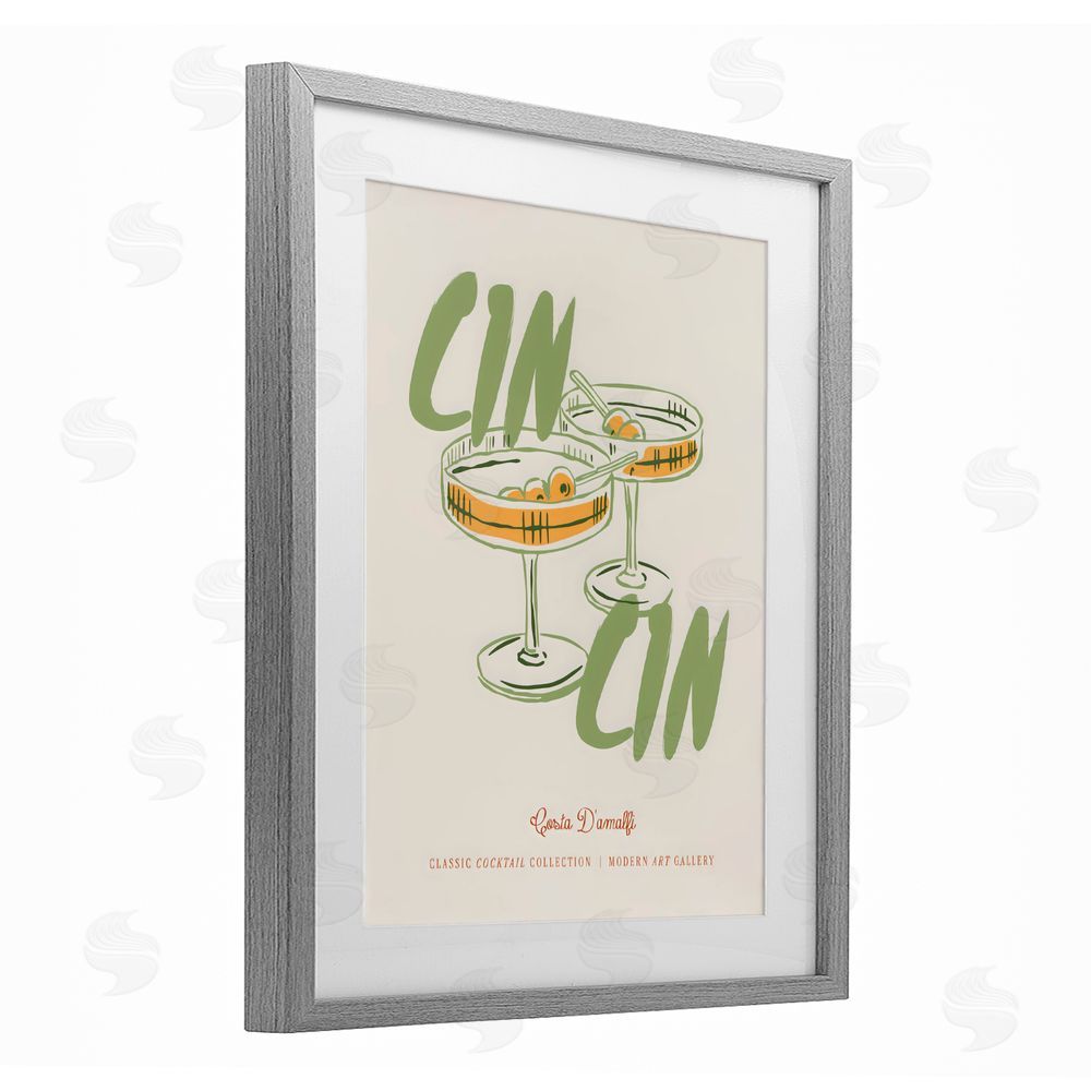 The Prints Vibe Cin Cin Amalfi Cocktail Gray Framed Print Under Glass Wall Art