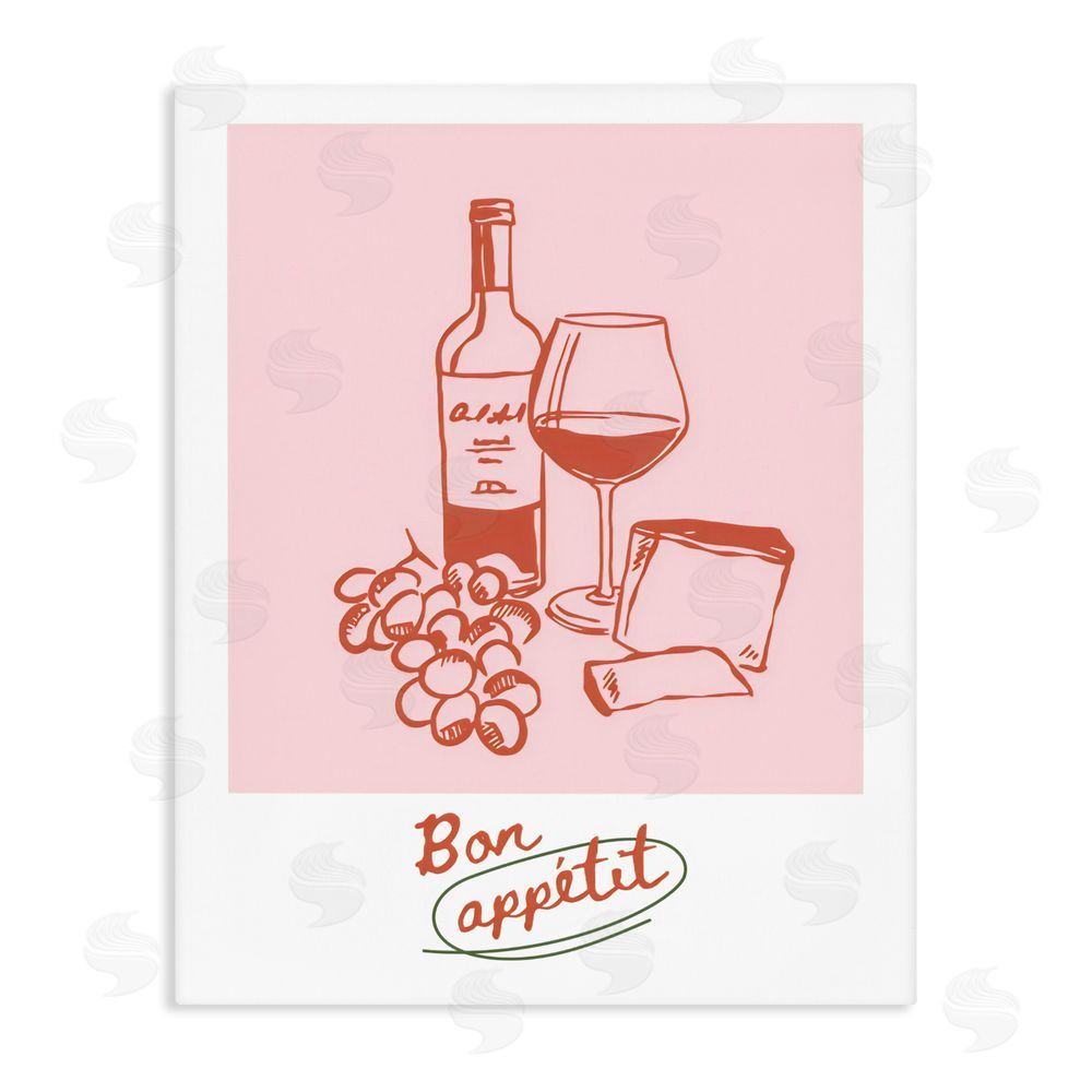The Prints Vibe Bon Appetit Wine & Grapes Stretched Canvas Wall Art Print
