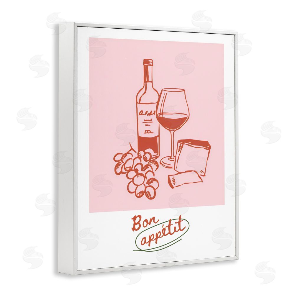 The Prints Vibe Bon Appetit Wine & Grapes White Framed Giclee Wall Art Print