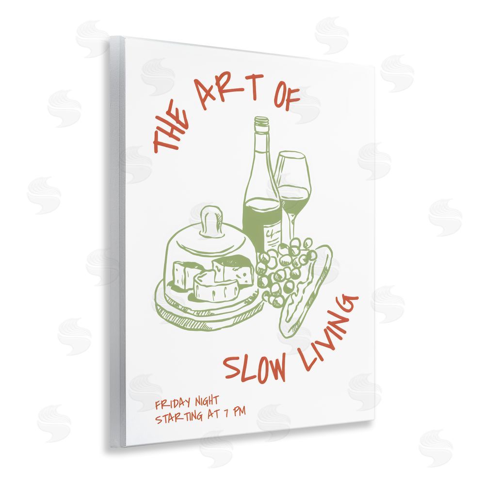 The Prints Vibe Slow Living Wine & Cheese Wall Plaque Printed Art