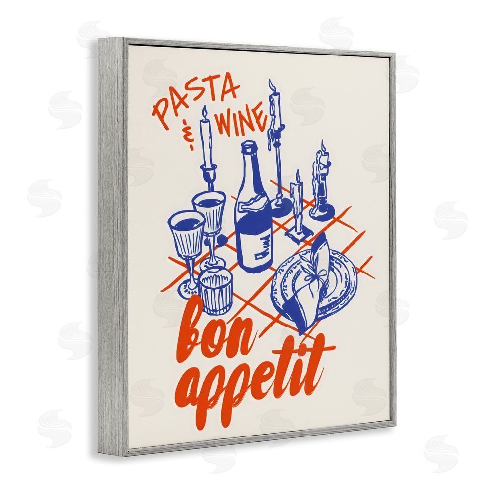 The Prints Vibe Pasta & Wine Bon Appetit Gray Framed Giclee Wall Art