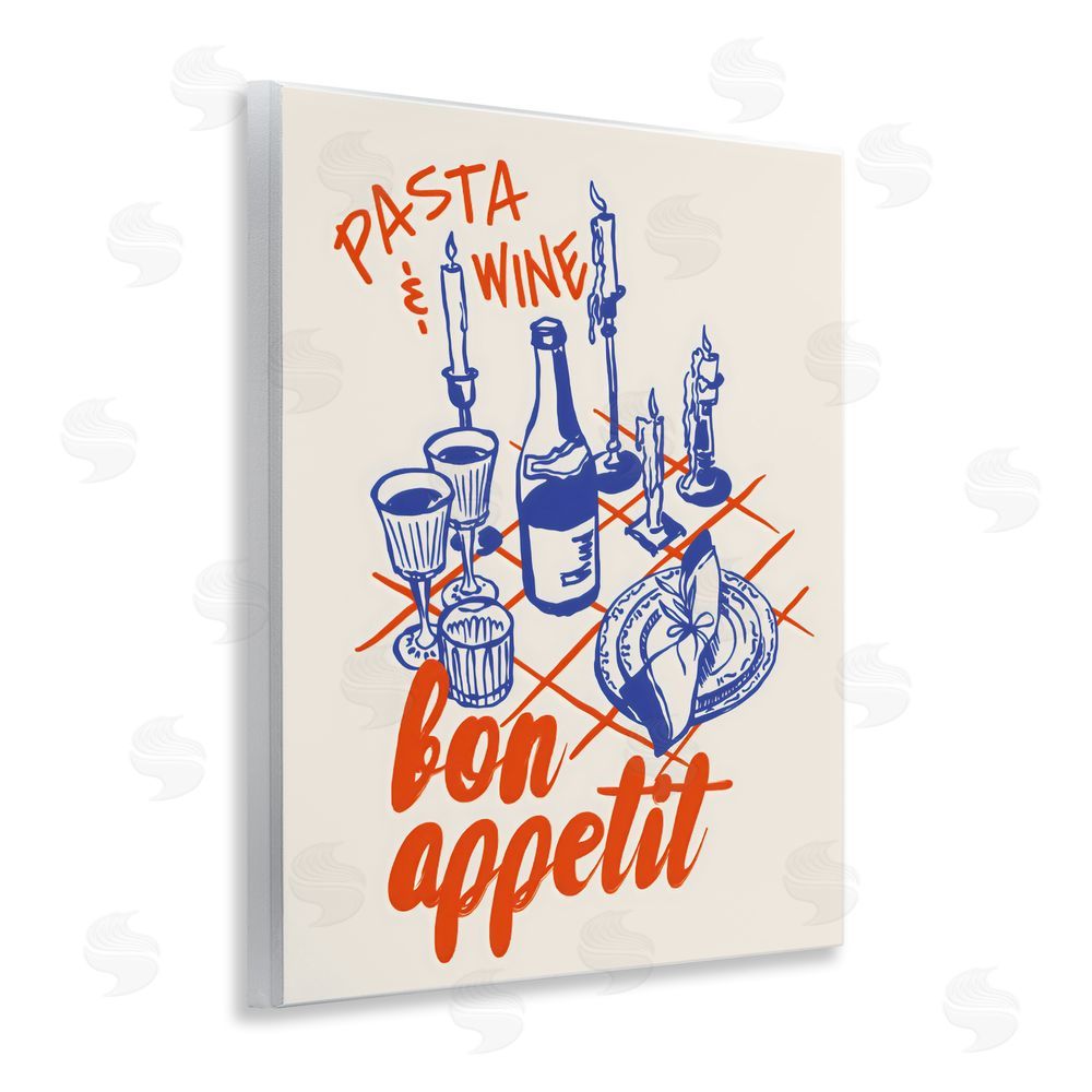 The Prints Vibe Pasta & Wine Bon Appetit Wall Plaque Home Decor Art Print