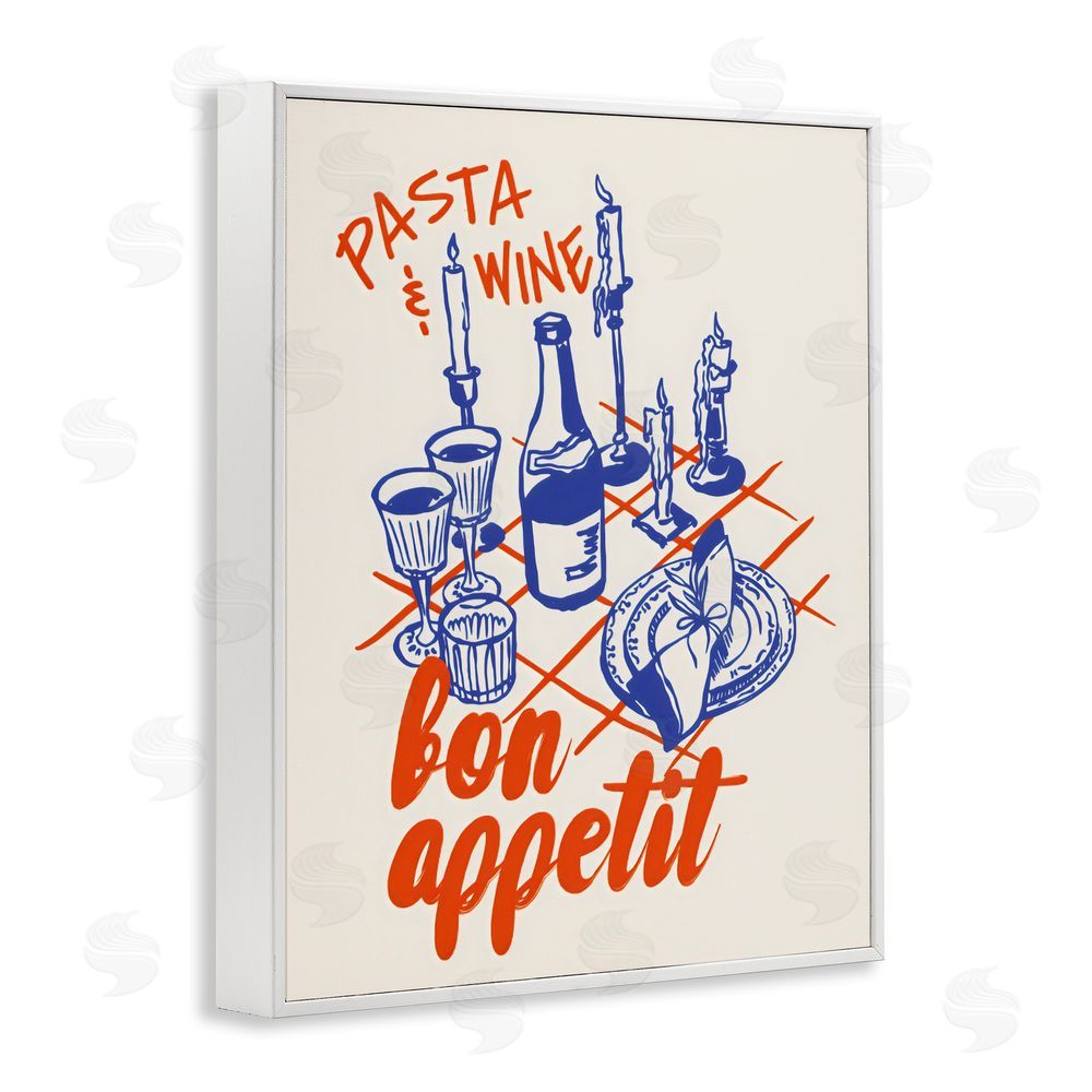 The Prints Vibe Pasta & Wine Bon Appetit White Framed Giclee Wall Art