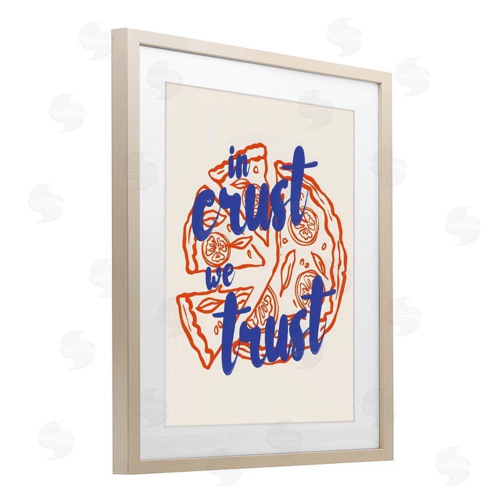 The Prints Vibe In Crust We Trust Pizza Brown Framed Print Under Glass Wall Art