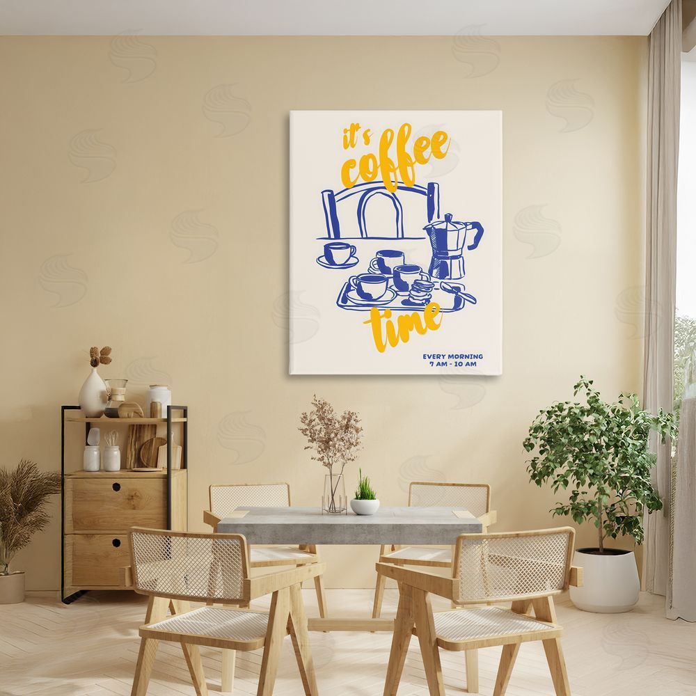 The Prints Vibe It's Coffee Time Breakfast Ritual Stretched Canvas Wall Art in Room