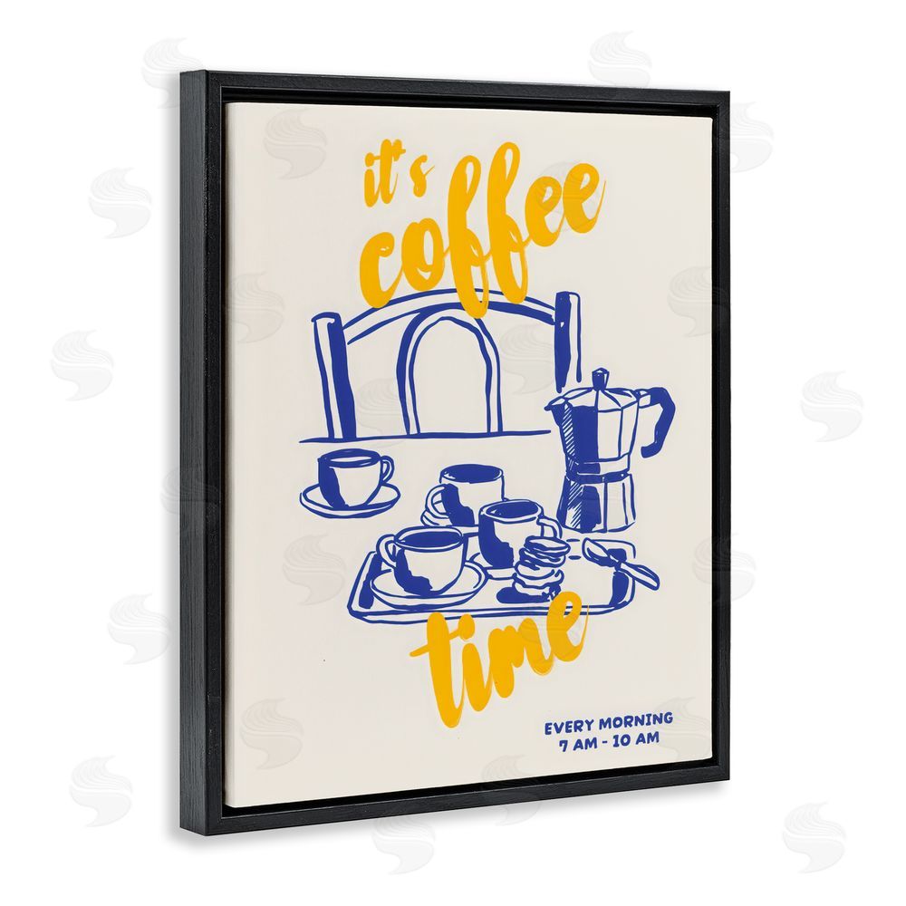 The Prints Vibe It's Coffee Time Breakfast Ritual Black Floating Framed Canvas Wall Art