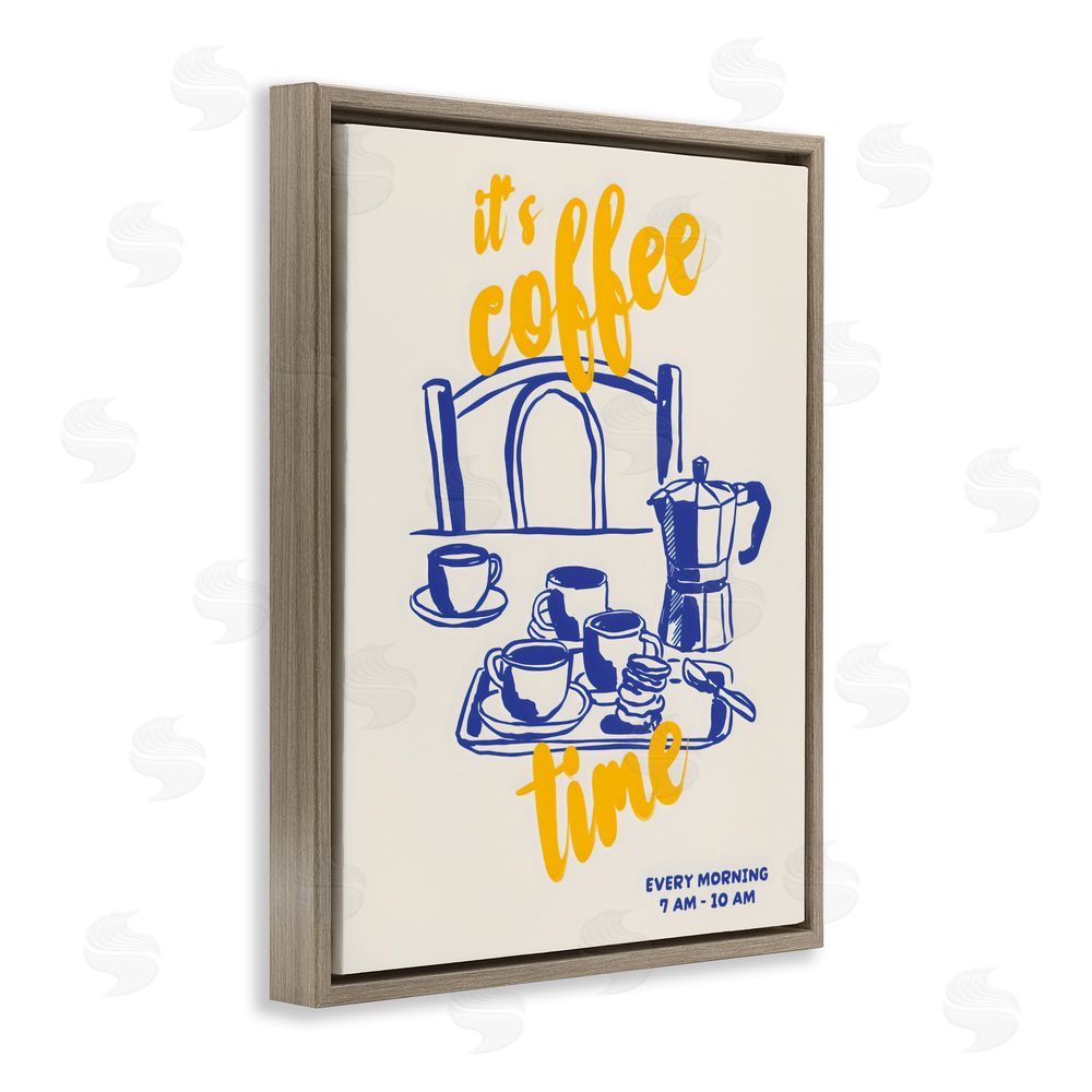 The Prints Vibe It's Coffee Time Breakfast Ritual Brown Floating Framed Canvas Wall Art