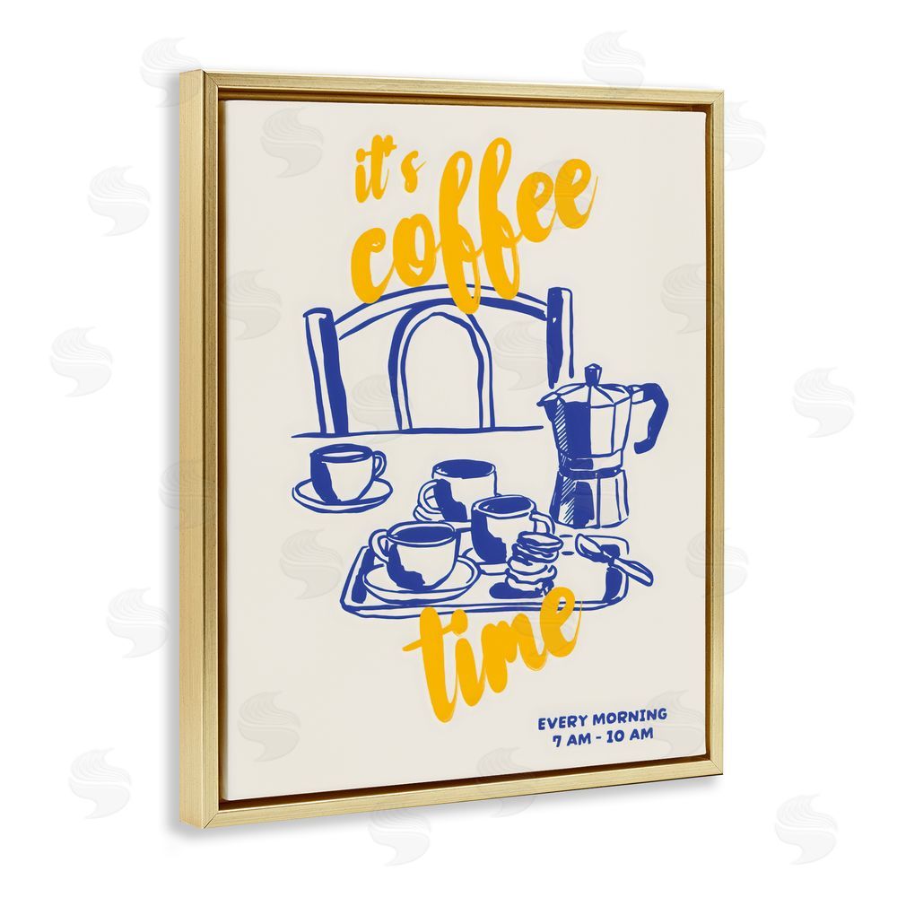 The Prints Vibe It's Coffee Time Breakfast Ritual Gold Floating Framed Canvas Wall Art
