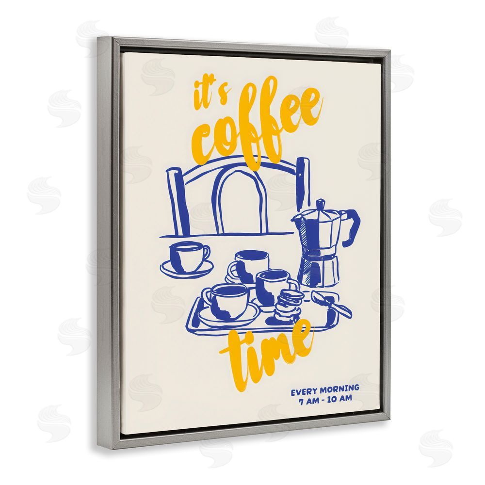 The Prints Vibe It's Coffee Time Breakfast Ritual Gray Floating Framed Canvas Wall Art
