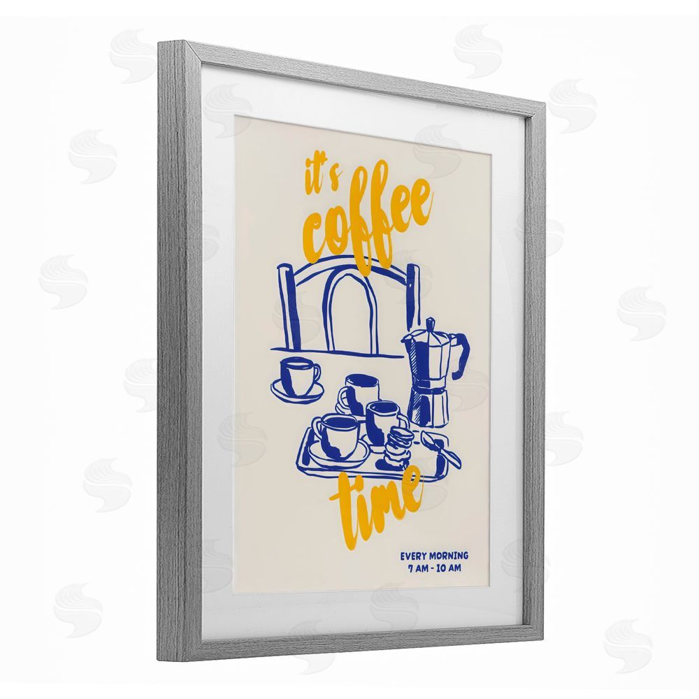 The Prints Vibe It's Coffee Time Breakfast Ritual Gray Framed Print Under Glass Wall Art