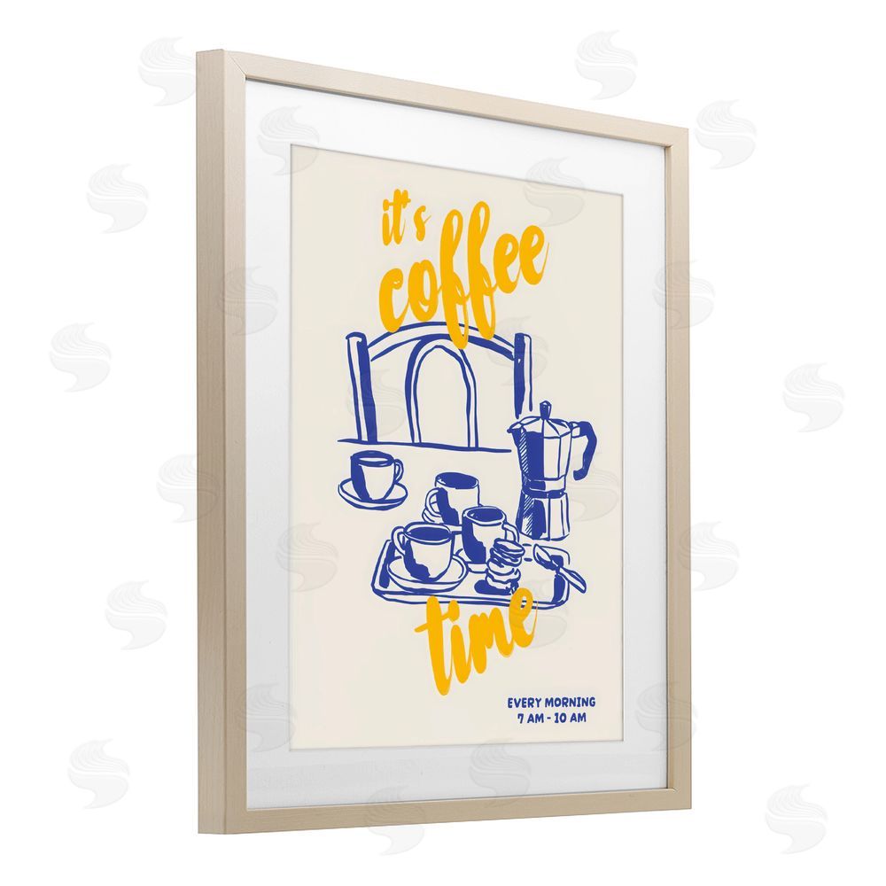 The Prints Vibe It's Coffee Time Breakfast Ritual Brown Framed Print Under Glass Wall Art
