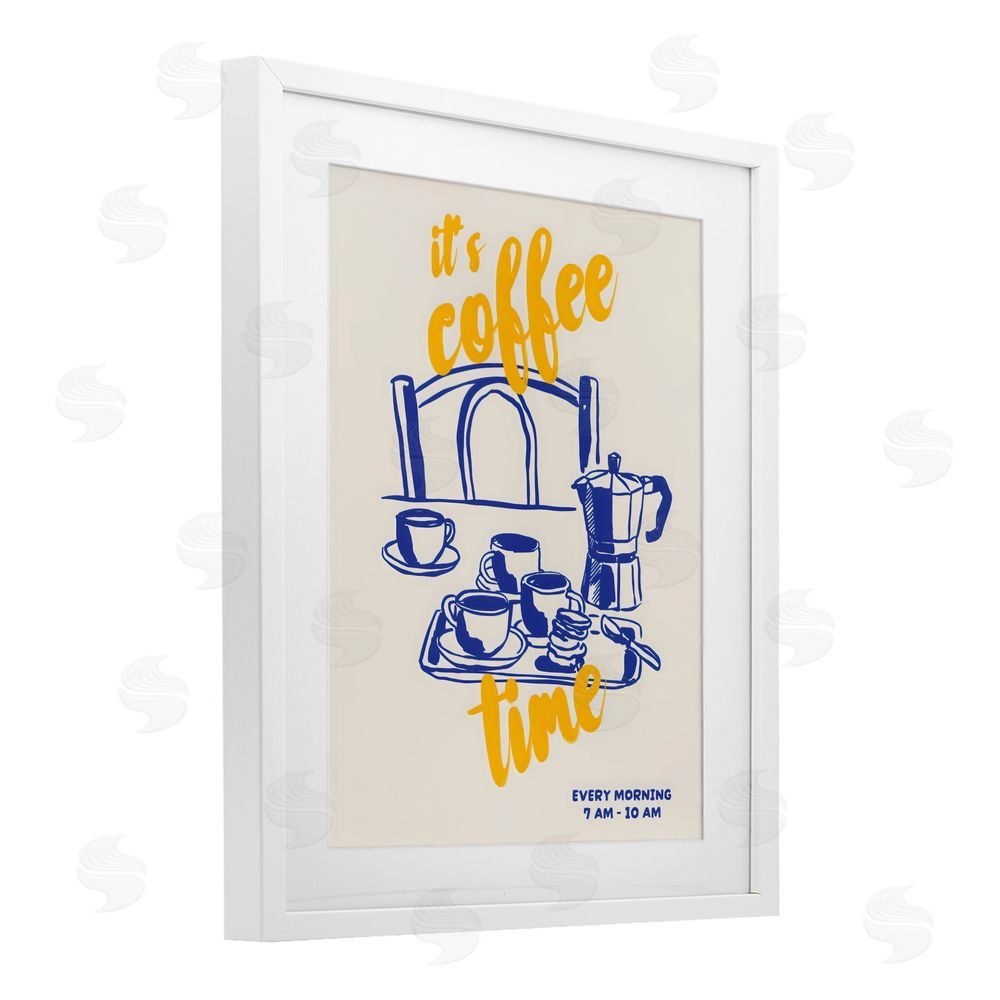 The Prints Vibe It's Coffee Time Breakfast Ritual White Framed Print Under Glass Wall Art