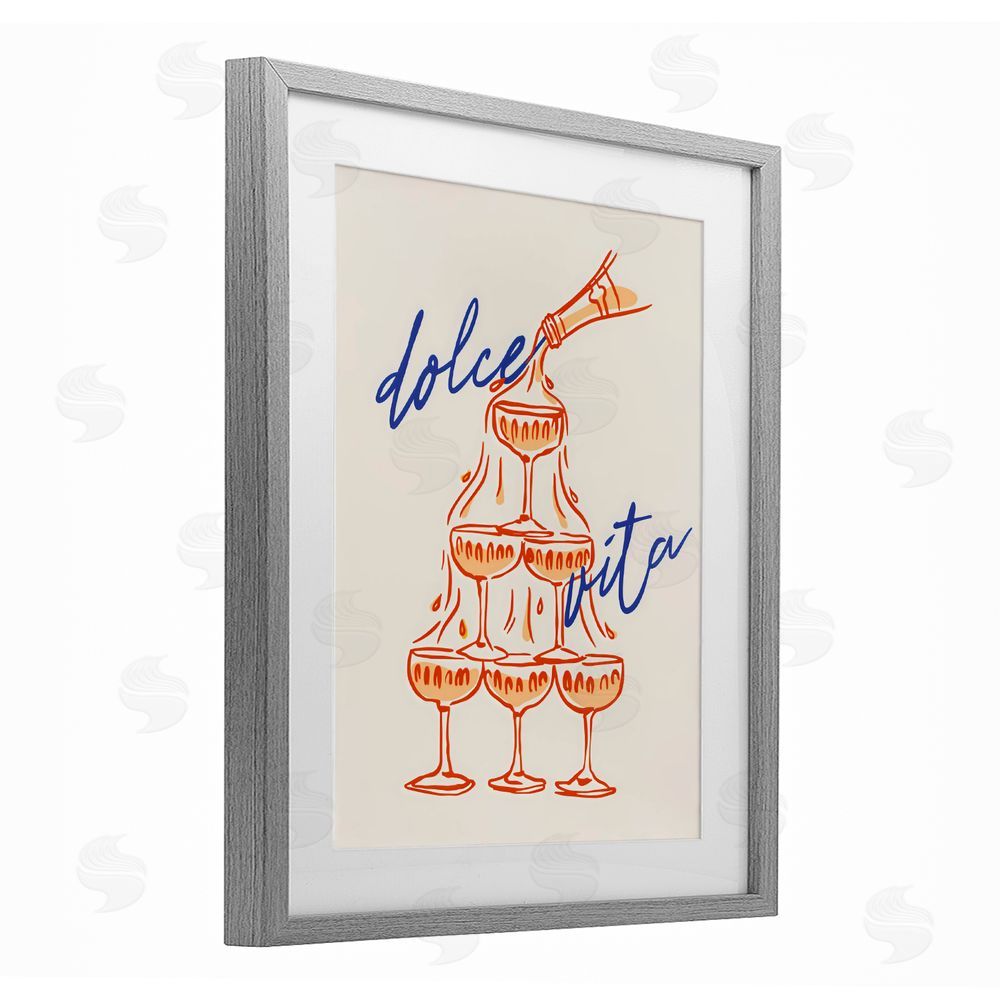 The Prints Vibe Dolce Vita Champagne Tower Gray Framed Print Under Glass Wall Art