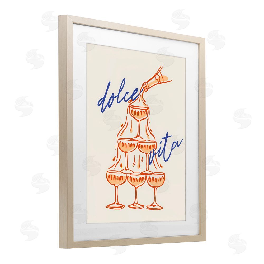 The Prints Vibe Dolce Vita Champagne Tower Brown Framed Print Under Glass Wall Art