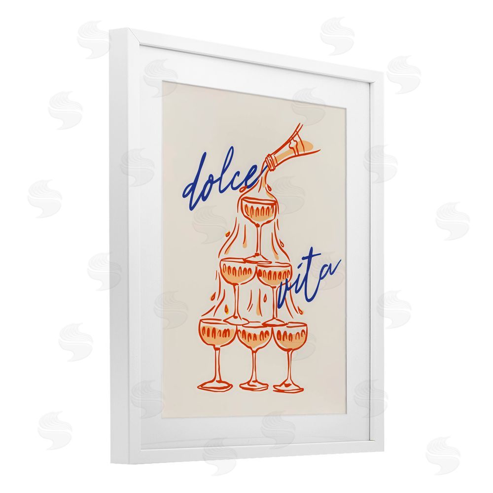 The Prints Vibe Dolce Vita Champagne Tower White Framed Print Under Glass Wall Art