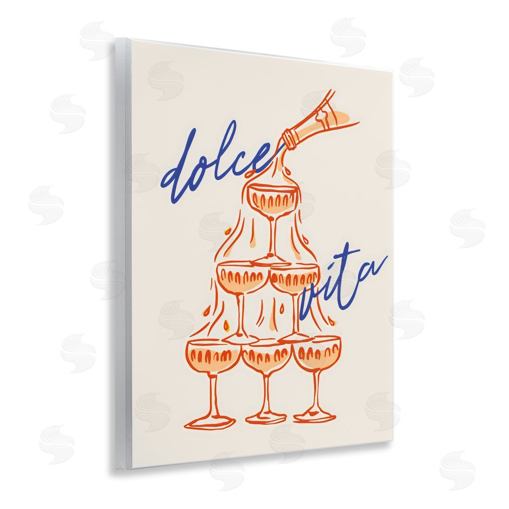 The Prints Vibe Dolce Vita Champagne Tower Wall Plaque with Fixed Lithograph Print
