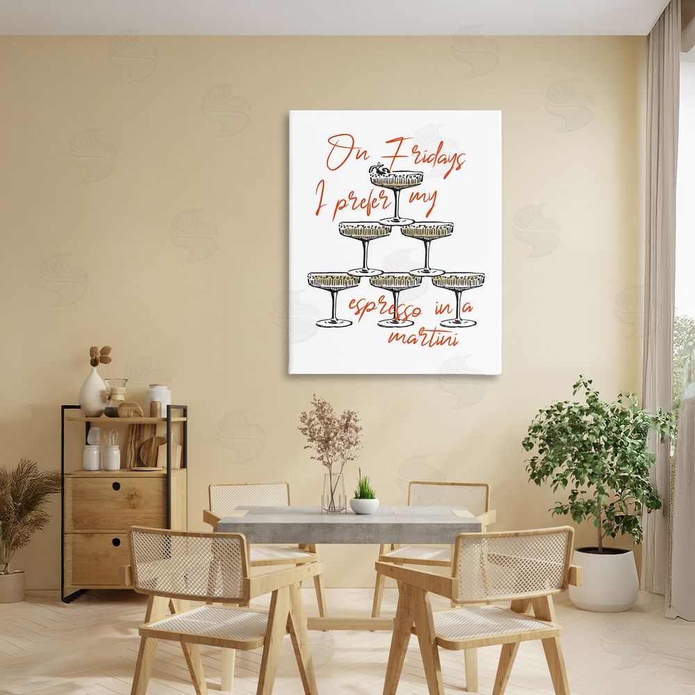 The Prints Vibe On Fridays Espresso Martini Stretched Canvas Wall Art in Room