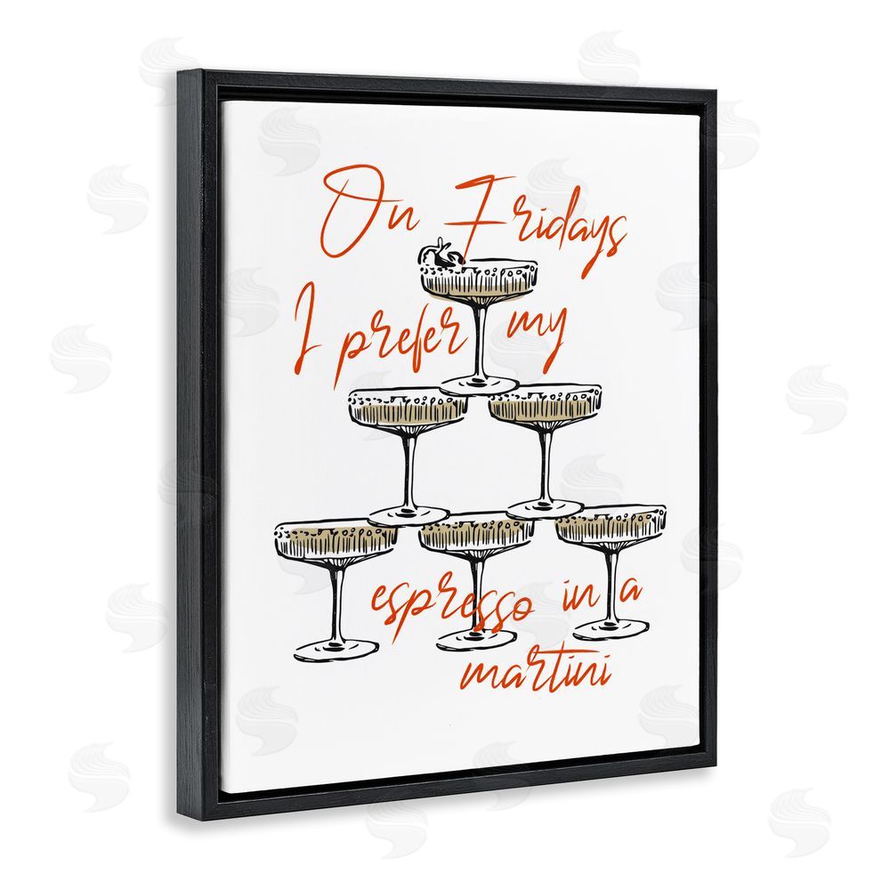 The Prints Vibe On Fridays Espresso Martini Black Floating Framed Canvas Wall Art