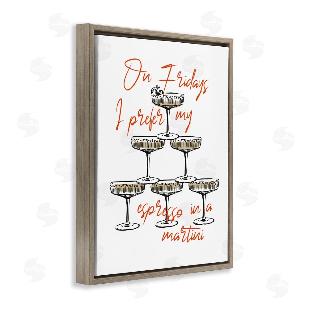 The Prints Vibe On Fridays Espresso Martini Brown Floating Framed Canvas Wall Art
