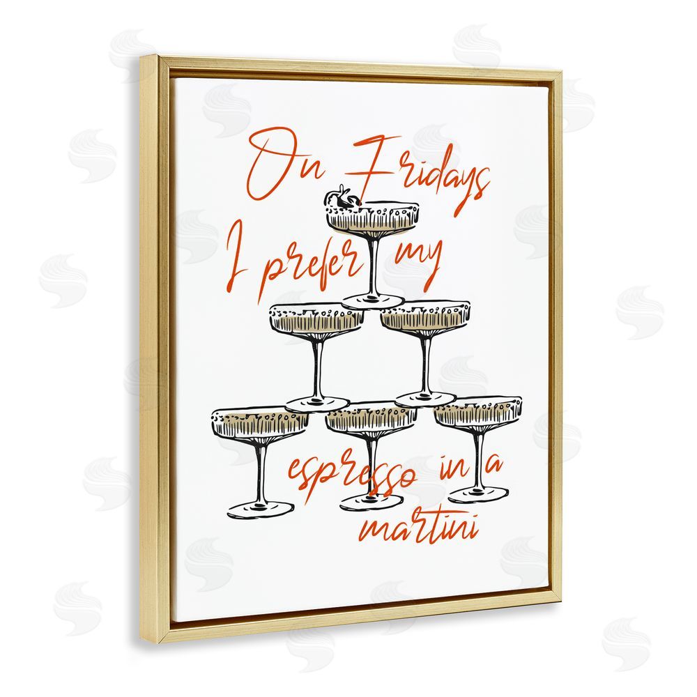 The Prints Vibe On Fridays Espresso Martini Gold Floating Framed Canvas Wall Art