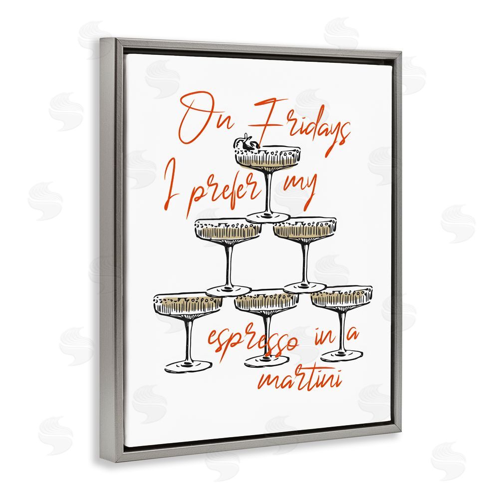 The Prints Vibe On Fridays Espresso Martini Gray Floating Framed Canvas Wall Art
