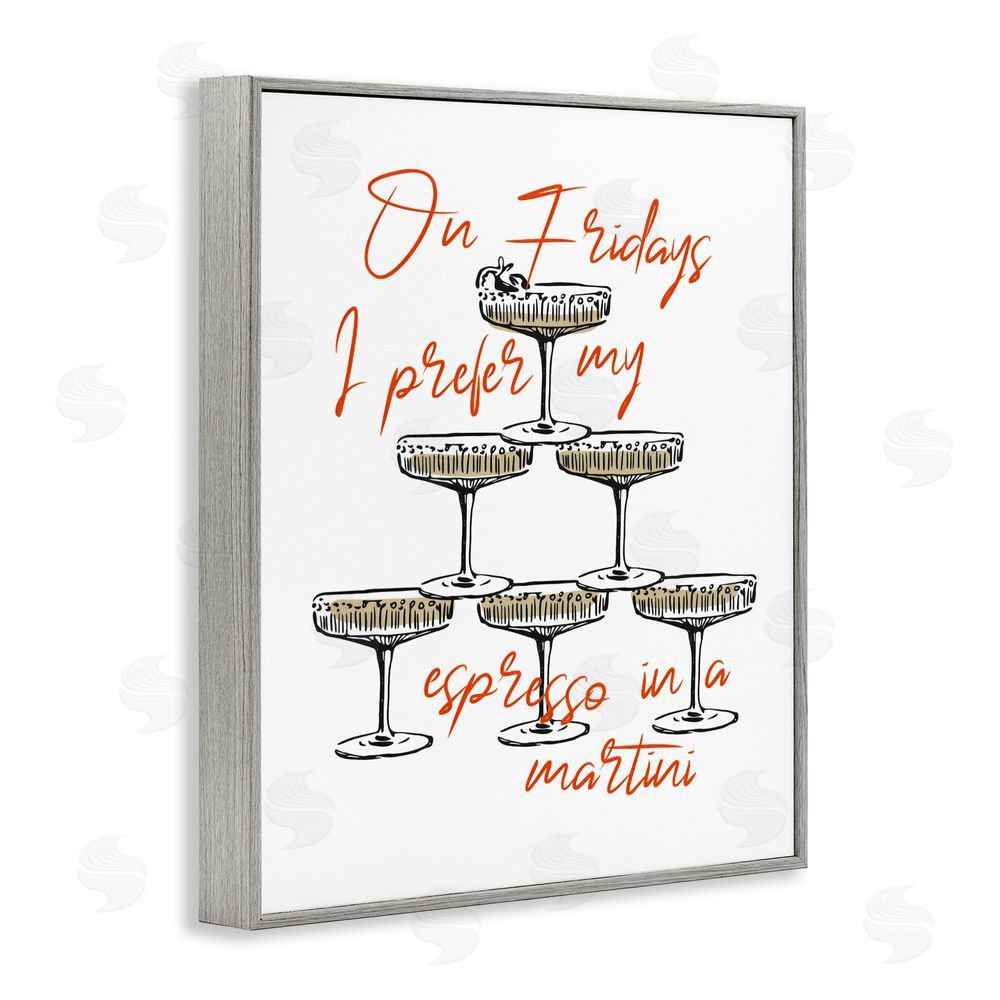 The Prints Vibe On Fridays Espresso Martini Gray Framed Giclee Wall Art