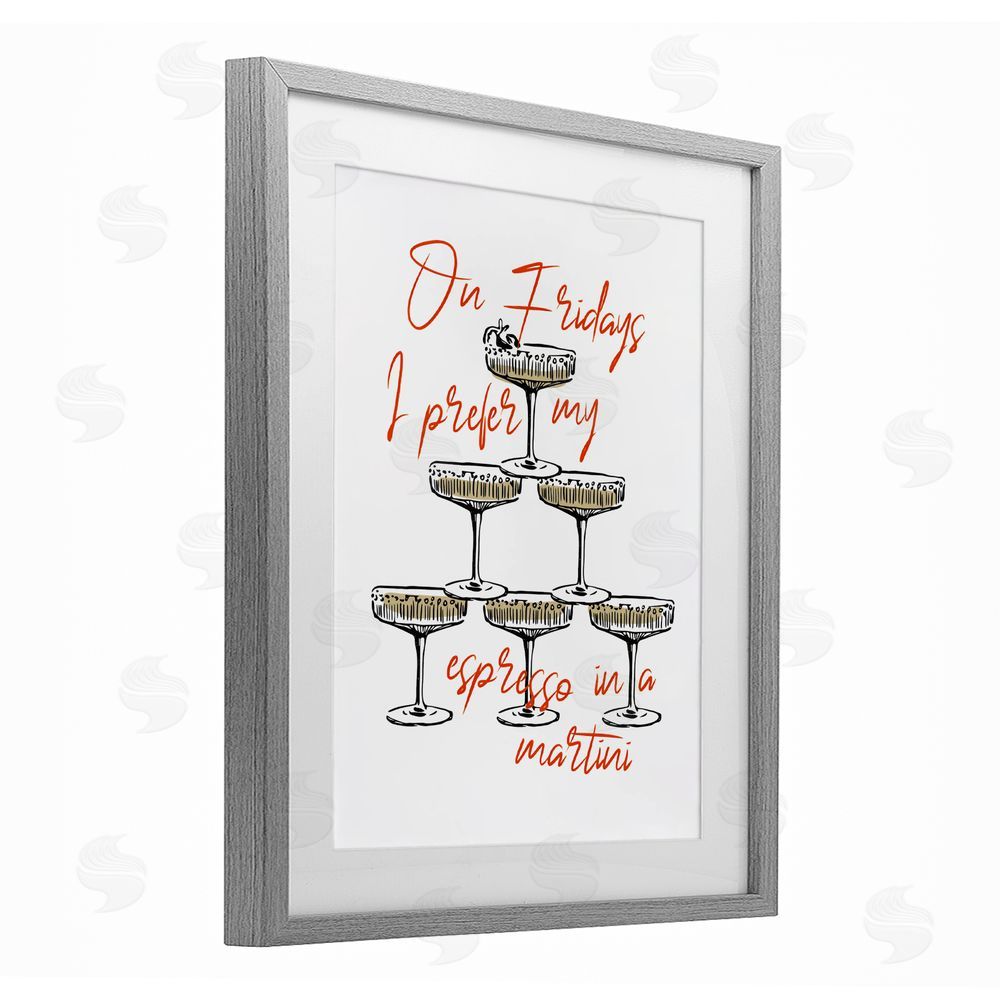 The Prints Vibe On Fridays Espresso Martini Gray Framed Print Under Glass Wall Art